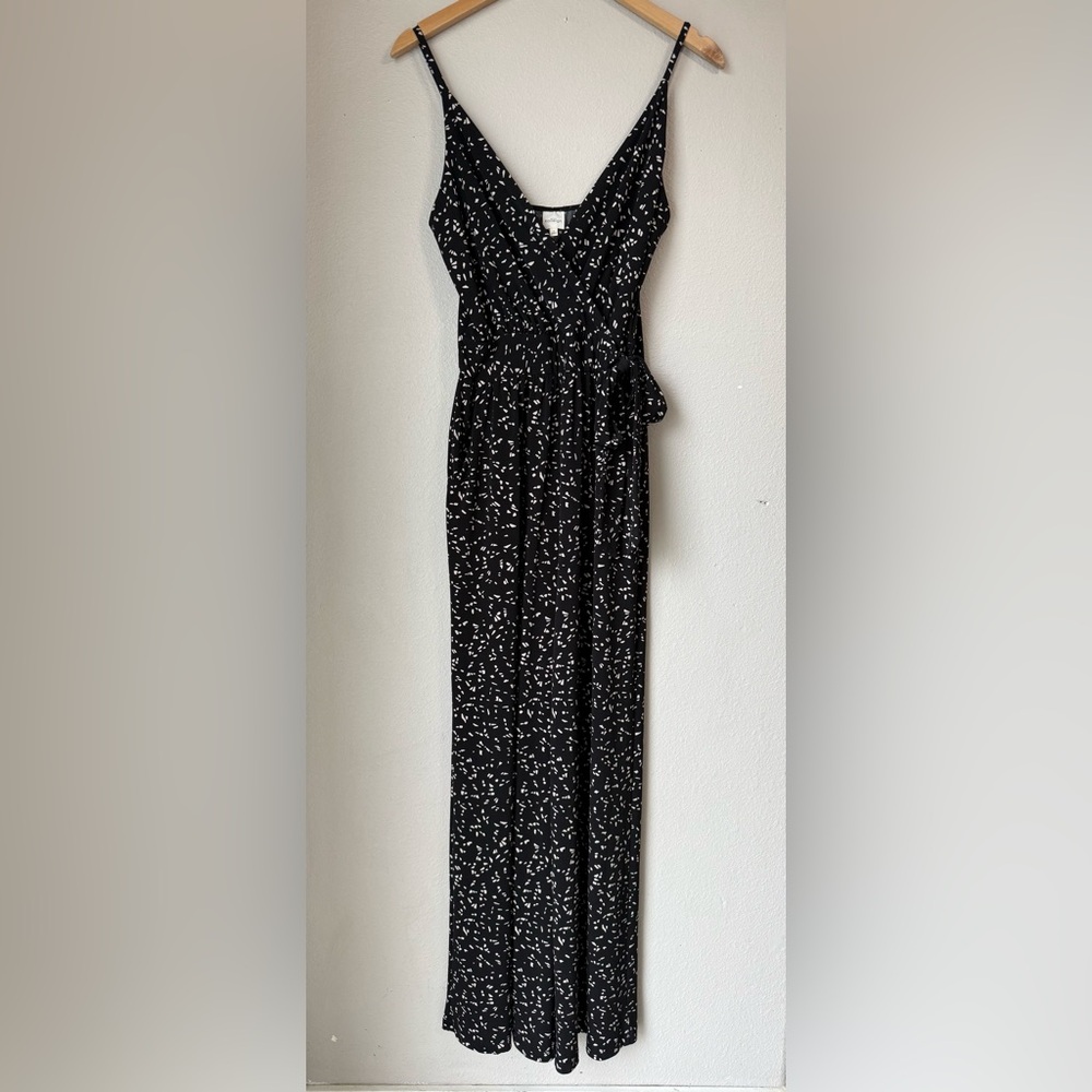 Kaileigh Rochelle Knit Jumpsuit Black White Spaghetti Straps Women’s Size Medium